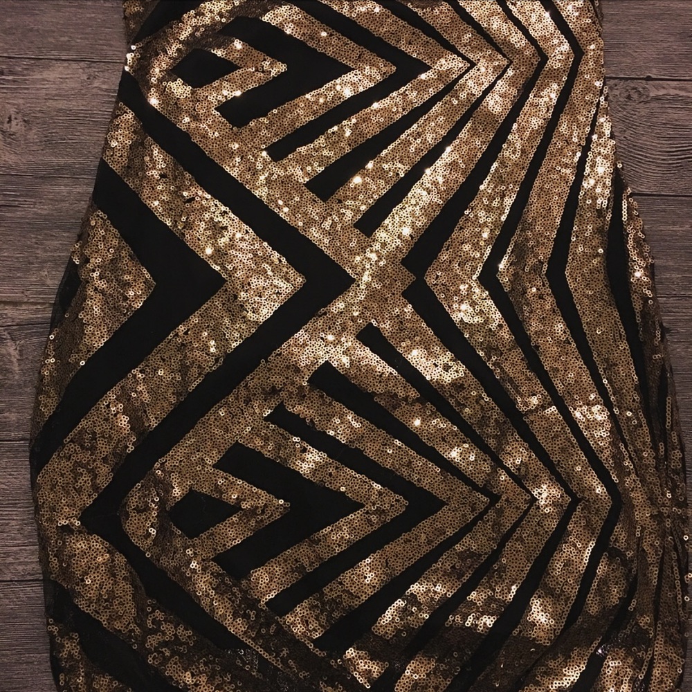 😍😍Dream Date Sexy Black Gold Mini Dress - Picture 6 of 6